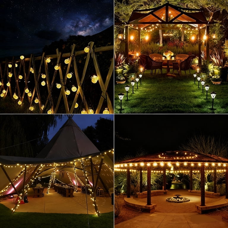 Toodour Solar String Lights, 60 LED Globe, 8 Modes, Warm White photo 3