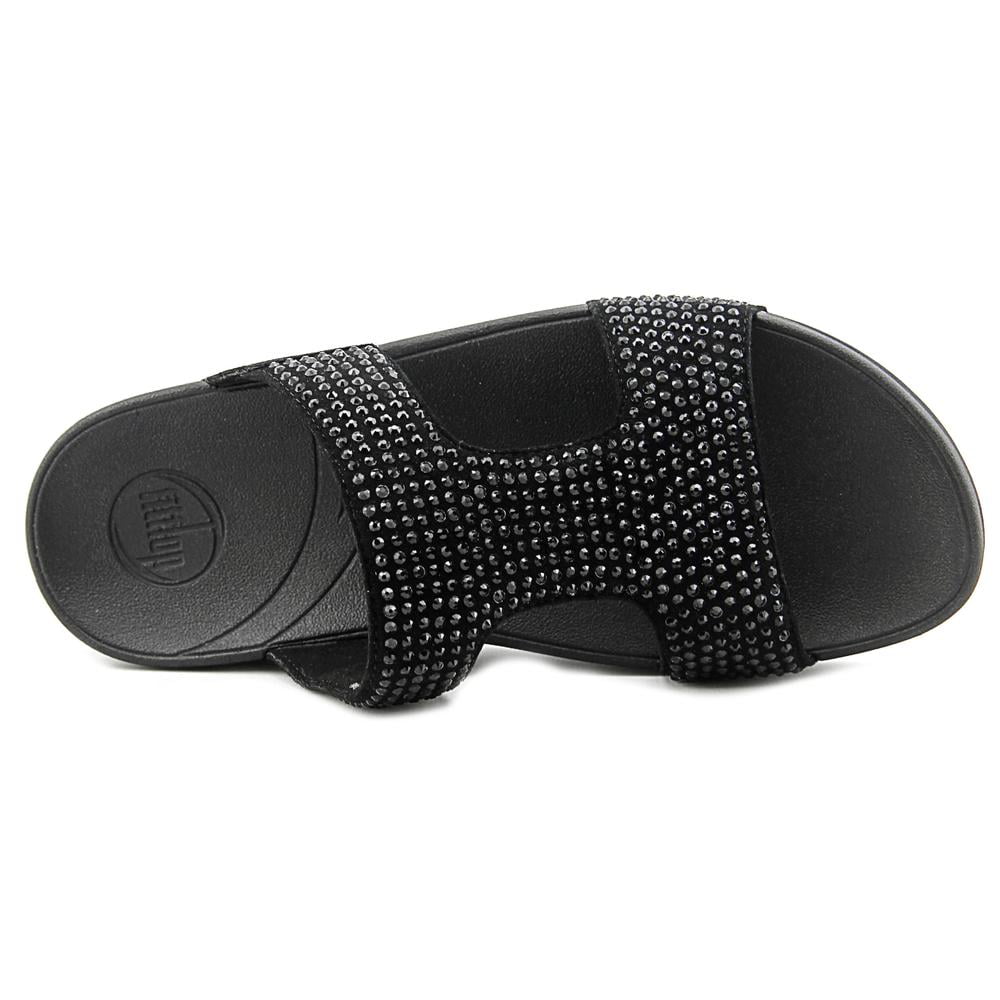 FitFlop Women's Slinky Rokkit Criss-Cross Slide Sandal, Black, 10 M US