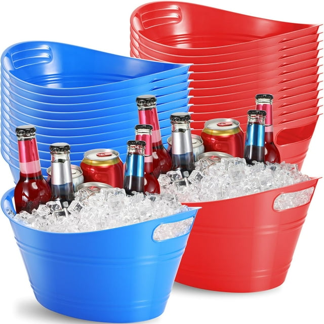 Contenedor Ovalado Norme para Almacenamiento 4.5L Cubo de Hielo de Plástico 24 Piezas Azul y Rojo