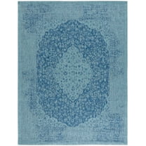 SAFAVIEH Courtyard Kebo Medallion Indoor/Outdoor Area Rug, Navy/Aqua, 9' x 12'