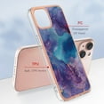 thumbnail image 5 of ELEHOLD for iPhone 13 6.1 inch Marble Case, Clear Electroplated Frame Soft TPU Anti-Scratch Wear-Resistant Wireless Charging Slim Fit Transparent Case for iPhone 13, Purple, 5 of 9