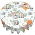 thumbnail image 3 of Thanksgiving Fall Round Tablecloth 60 Inch, Autumn Harvest Pumpkin Tablecloths Stain Resistance Polyester Table Cloth for Holiday Parties Kitchen Dining Indoor Outdoor, 3 of 6