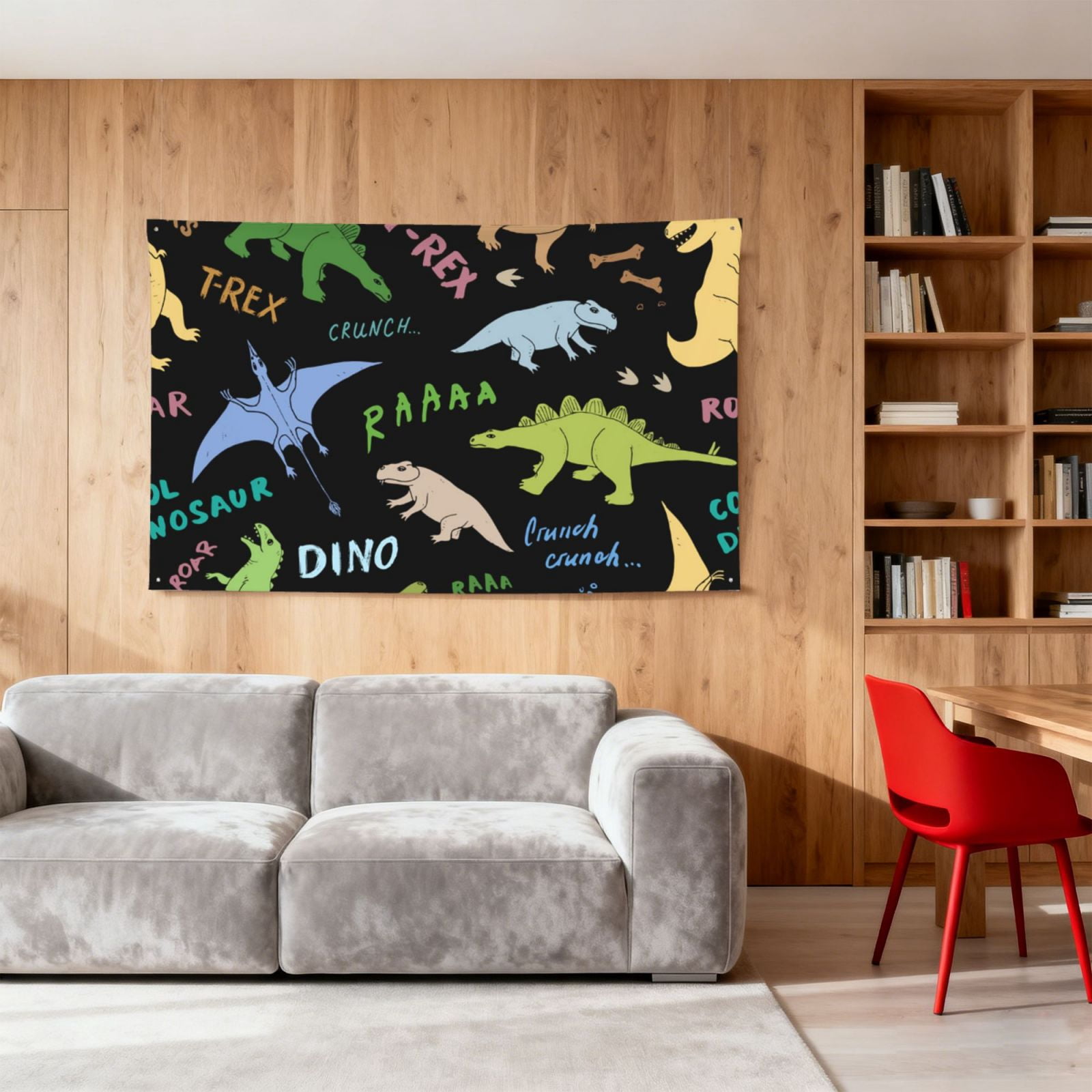 Dino Pattern Cute Cartoon Four Hole Decorated Banner Flag for Garden Yard Home Decoration Indoor Outdoor 4x6 Ft