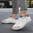 thumbnail image 3 of HEWUQI Women Minimalist Barefoot Canvas Sneaker Cushion Arch Support Non Slip Casual Shoe Low Top Slip on Solid Color Walking Shoes Blue Size 5.5, 3 of 7