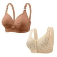 thumbnail image 2 of GERsome 2pcs Assorted Color Comfortable Full Coverage Bra for Women Wireless Bras with Soft Support Plus Size Everyday Bras 2PC#Khaki/Beige M, 2 of 7