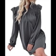thumbnail image 2 of Vestido de Mujer de Larga con Cuello Alto Holgado y Costuras con Volantes Gris Oscuro L, 2 of 9