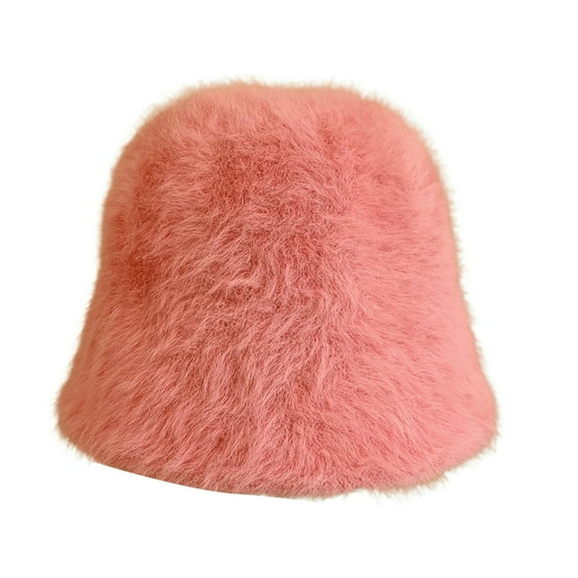 Chapeau Bob Duveteux Anti-Froid Léger Couleur Unie Casquette de Pêcheur pour Femmes