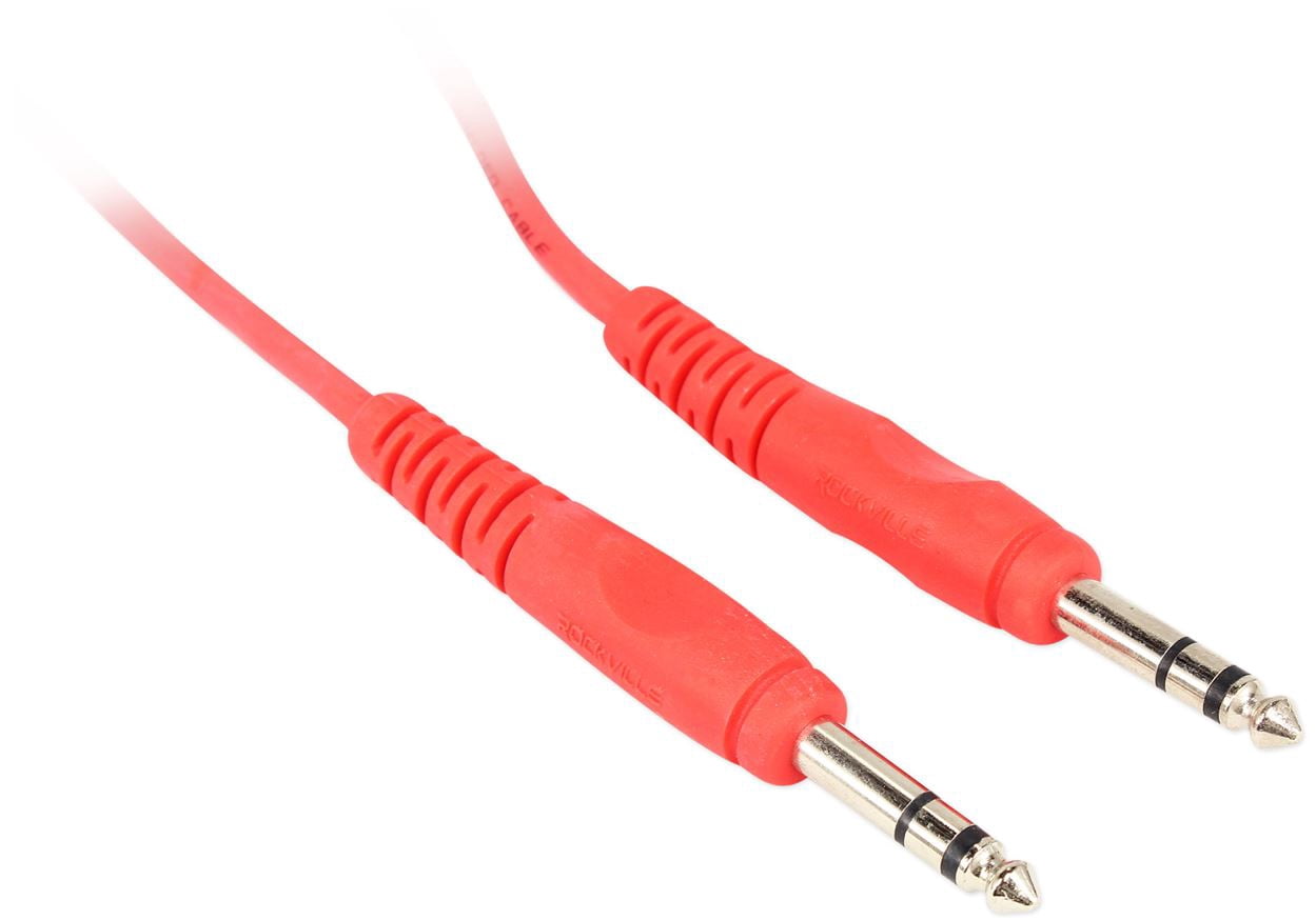 10 Rockville RCTR110R Red 10' 1/4'' TRS to 1/4'' TRS  Cable 100% Copper