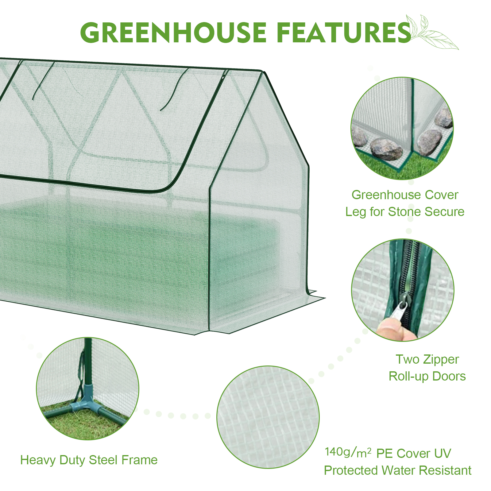BPS Raised Garden Bed Set, 4x2x1 FT Metal Bottomless Flower Bed with PE Cover for Outdoor Planting, White