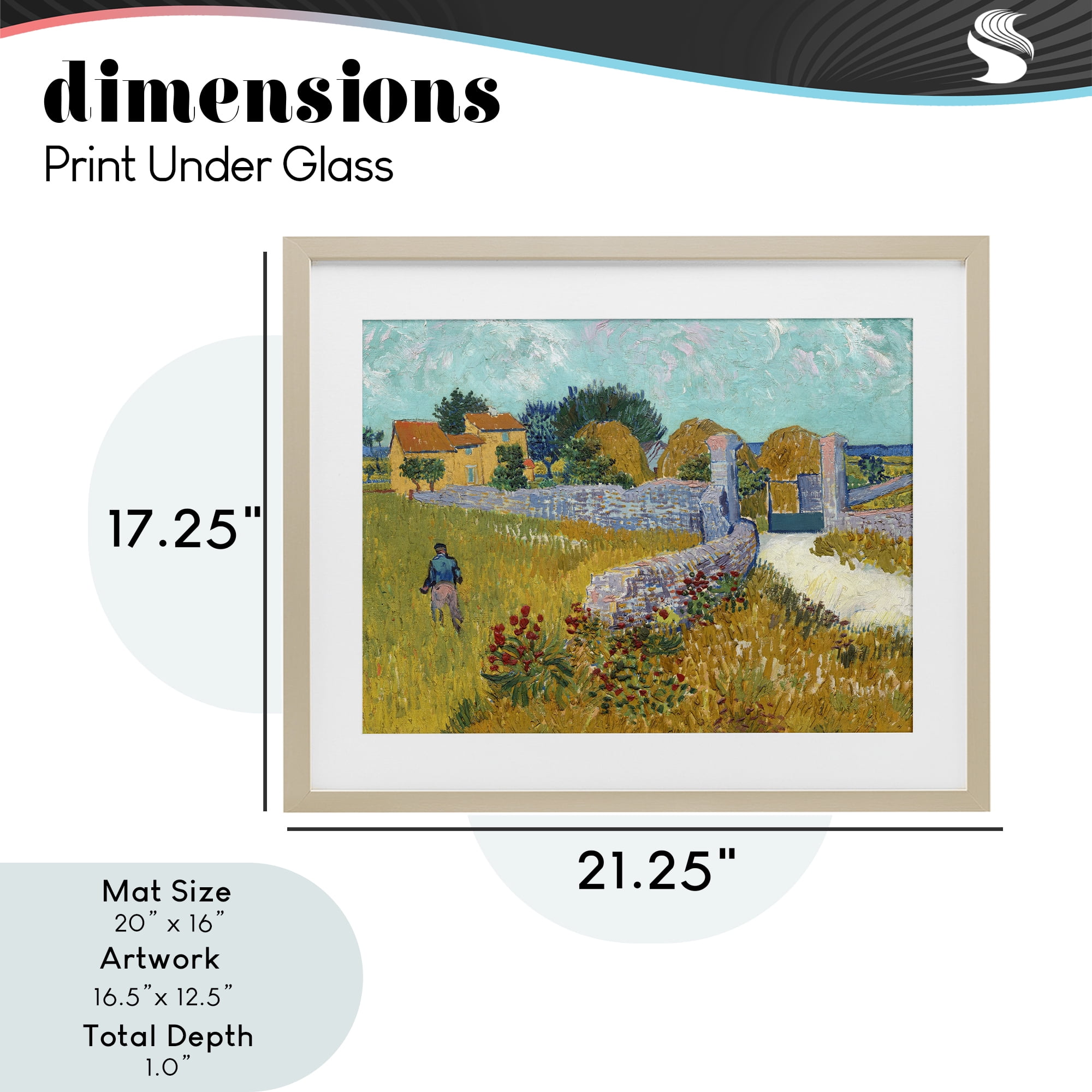Stupell Industries Farmhouse In Provence Birch Framed Print Under Glass, design by Vincent Van Gogh