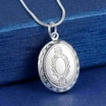thumbnail image 4 of Victorian Oval Etched Sterling Silver Locket Necklace for Woman Large Special Occasion, 4 of 4