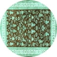 thumbnail image 1 of Ahgly Company Machine Washable Indoor Round Persian Turquoise Blue Traditional Area Rugs, 3' Round, 1 of 4