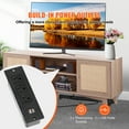 thumbnail image 2 of KFFKFF Wicker Television Stand, Contemporary Design Stand for 75 inch Television, Bohemian Wicker Television Cabinet with Integrated Socket and USB Ports, Modifiable Shelves, Oak, 2 of 9
