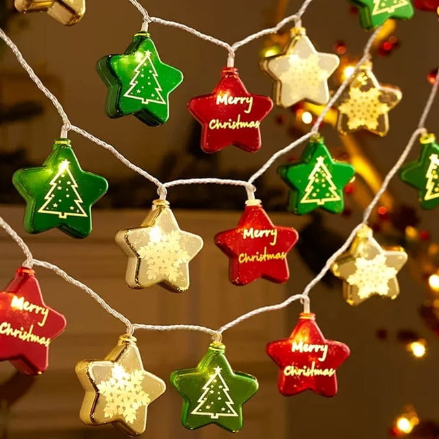 Christmas electroplating star light string Christmas tree hanging atmosphere light string indoor decoration Christmas ball
