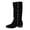 Black, variant on Womens Retro Western Mid Calf Boots Fold Over Stacked Block Heel Pull on Tall Boots with Snap Buttons for Music Concert Festival Outfits