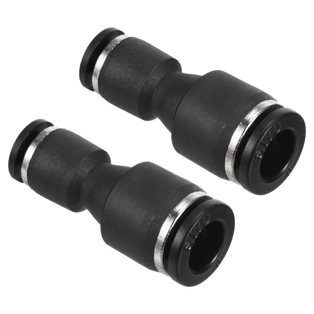 Unique Bargains 8mm à 4mm Réduction Union Pousser pour Connecter Raccord de Ligne d'Air Noir, 2 Pack