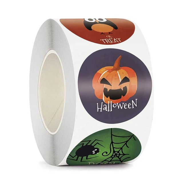 Pegatinas de papel autoadhesivas para embalaje, etiquetas adhesivas de sellado para caja de dulces, Halloween, calabaza, bruja, regalo, 100-500 piezas