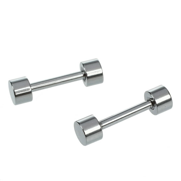 1 Pair of Men's Barbell Titanium steel Ear Studs Earrings 3mm Silver