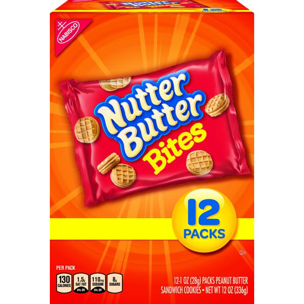Nabisco Nutter Butter Bites Peanut Butter Sandwich Cookies, 1 Oz., 12