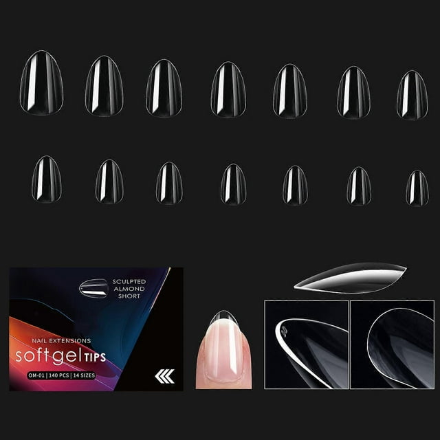 1 Box Clear False Nails Tips Full Cover Stick on Nails Press On Nails Artificial Nails Soft Gels Tips Manicures Supplies