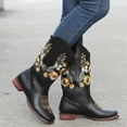 thumbnail image 5 of Cowboy Boots for Women's Mid Calf Cowgirl Western Shoes Sunflower Embroidery Stitched Square Toe Low Heel Ankle Boot, 5 of 7