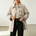 thumbnail image 2 of Levmjia Women's Casual Trench Coat Lapel Collar Long Sleeve Button Down Plaid Lined Jacket Fall Fashion Outerwear with Pockets, 2 of 7