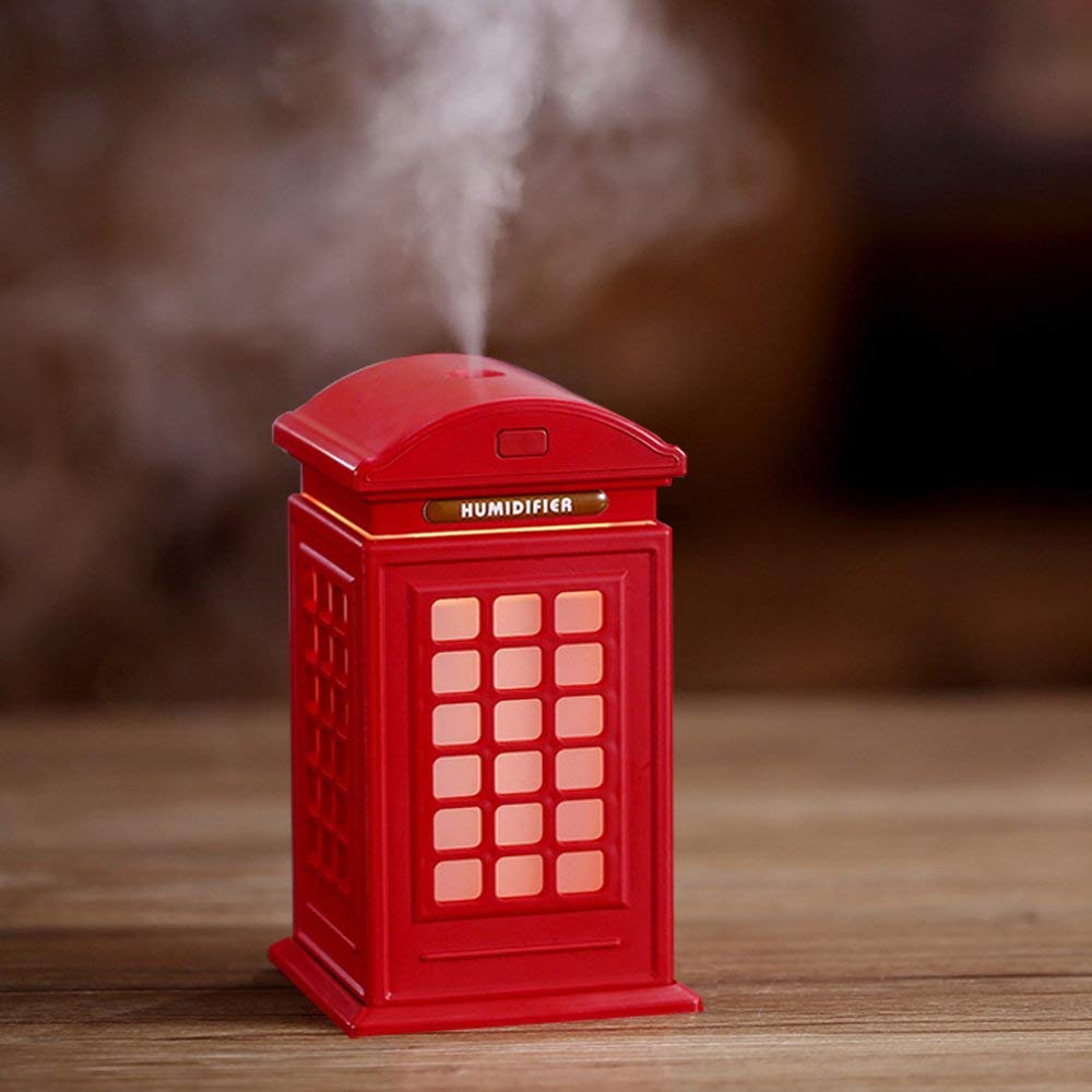 USB Ultrasonic Cool Mist Humidifier, 300ml Telephone Booth Design Mini