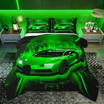 Homewish Sport Car Player Bedding Comforter Set for Boys, Speed Sports Lover Twin Comforter Sets, Neon Green Cartoon Reversible Bedding Set, Ultra Soft Bedroom Decor, 2-Piece