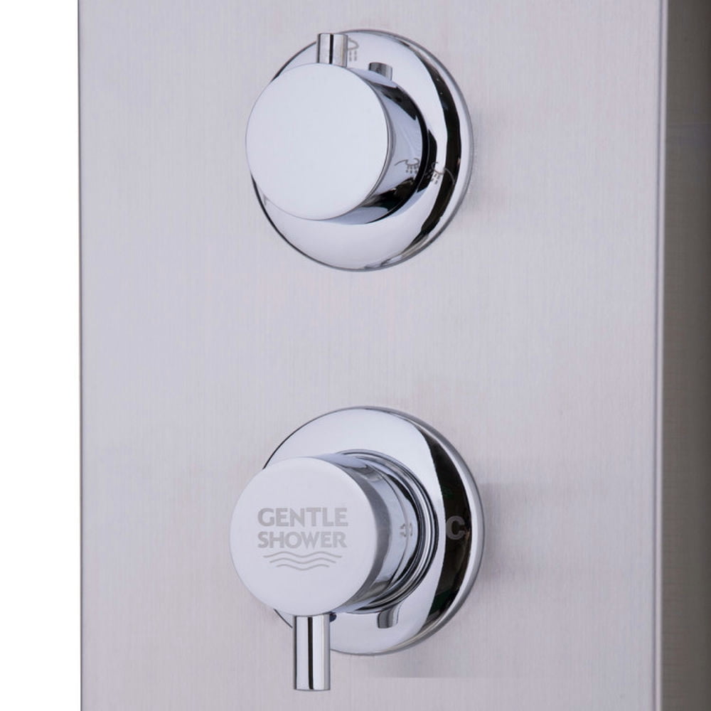 Finihen Shower Panel, Shower Panel Tower System, 47 Inch Stainless Shower Panel with Massage Jets Hand Shower, Silver Finihen Shower Panel, Shower Panel Tower System, 47 Inch Stainless Shower Panel with Massage Jets Hand Shower, Silver