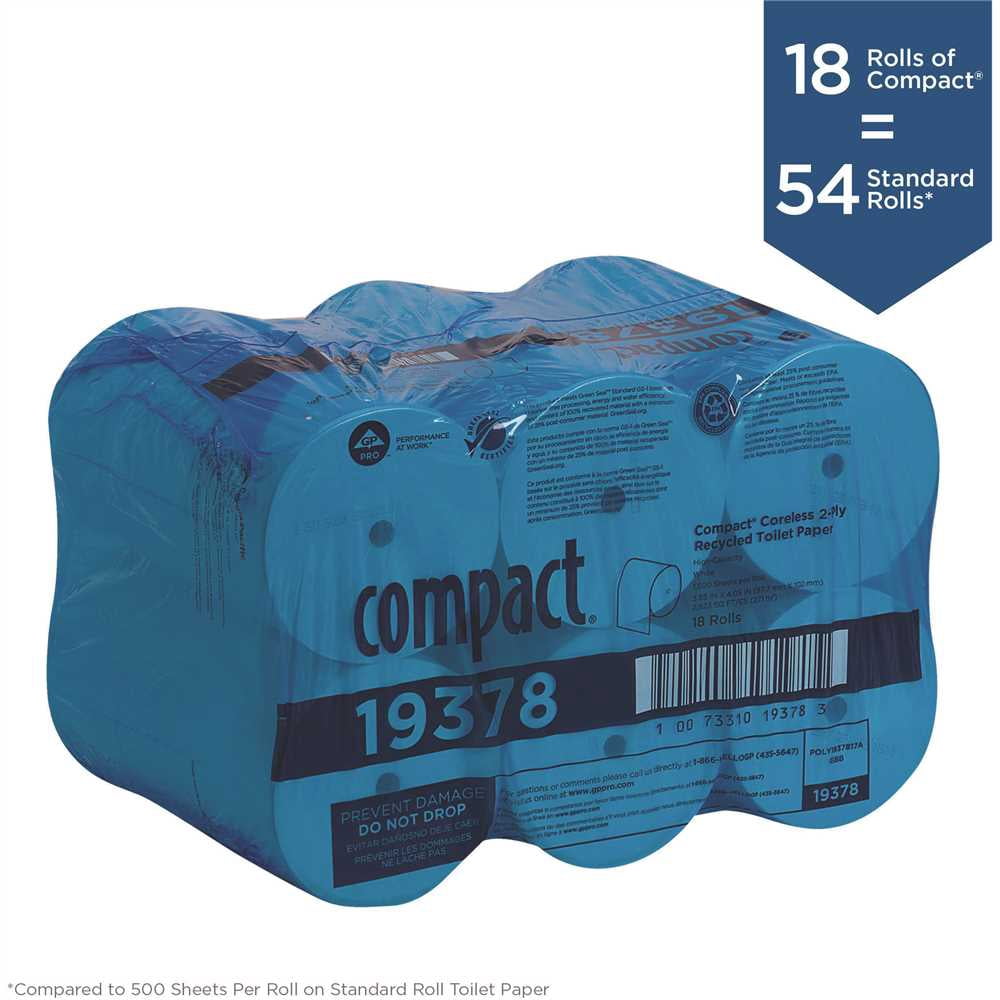 COMPACT 19378 White Coreless 2-Ply High Capacity Toilet Paper - pack of 18