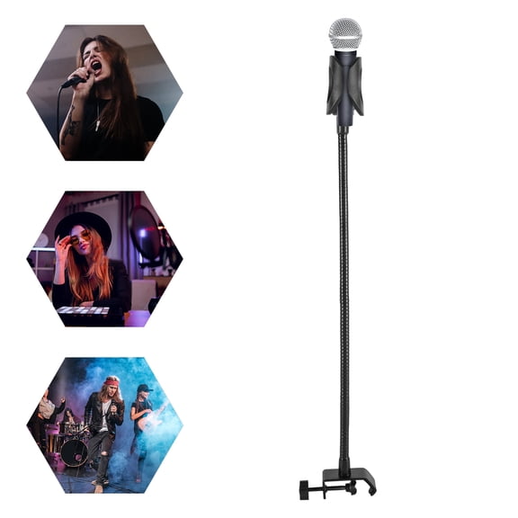 Miumaeov Adjustable Gooseneck Stand 1.1-1.4in Microphone Stand with Desk Clamp Fit for Radio Broadcasting