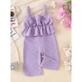 thumbnail image 5 of Yunliwuli Baby Girls Summer Casual Jumpsuit Sleeveless Solid Color Ruffle Trim Cami Playsuit, 5 of 9