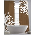 thumbnail image 5 of Sea White Coral Sheer Curtains 96 Inches Long 2 Panels Marine Brown Background Modern Art Light Filtering Semi Sheer Window Curtains Drapes for Bedroom Living Room 52"x96", 5 of 7