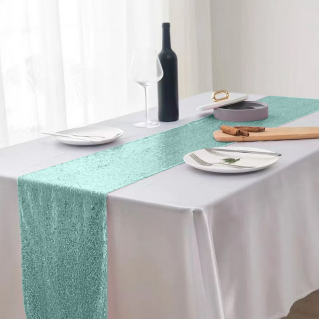 EARKITY Drapeau de Table Pailleté Mariage Drapeau de Table Pailleté pour Fêtes de Mariage 12x71 Pouces Offert en Plusieurs Couleurs