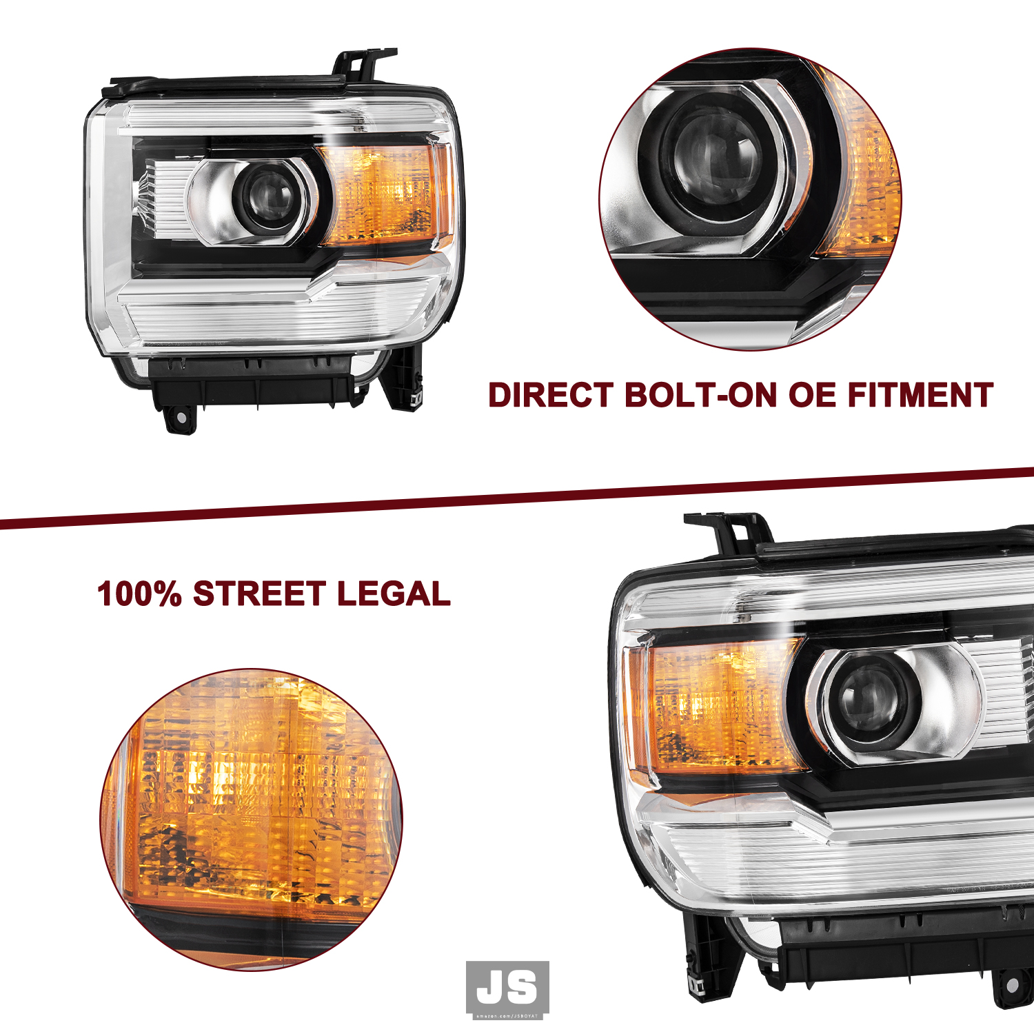 For 2014-2015 GMC Sierra 1500/15-19 2500 3500HD Factory Headlight Driver LH Side