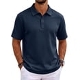 thumbnail image 2 of OIOLOYJM Mens Short Sleeve Polo Shirts Quick Dry Casual Lightweight Work Golf Shirts Breathable Classic Fit Soft Workout T-Shirt Navy L, 2 of 8