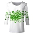 thumbnail image 3 of WOYY Girls' St. Patrick's Day T-Shirts Clover Graphic 3/4 Sleeve Crewneck T Shirt, Sizes 3-13, 3 of 3