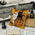 thumbnail image 4 of Sm:)e Black Cat Ghost Jack-O'-Lantern Halloween Throw Pillow Cover 18x18 Inch, Orange, 4 of 6