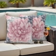 thumbnail image 5 of Spring Pink Gray Flower Pillow Covers 2 Pack Country Watercolor Pink White Floral Pillowcase Waterproof Outdoor Throw Pillow Cover for Patio Garden Square Cushion 16”x16”, 5 of 9