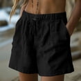 thumbnail image 2 of Admvng Women's Summer Casual Cotton Linen Plus Size Drawstring Shorts Elastic Waist Loose Shorts with Pockets, 2 of 9