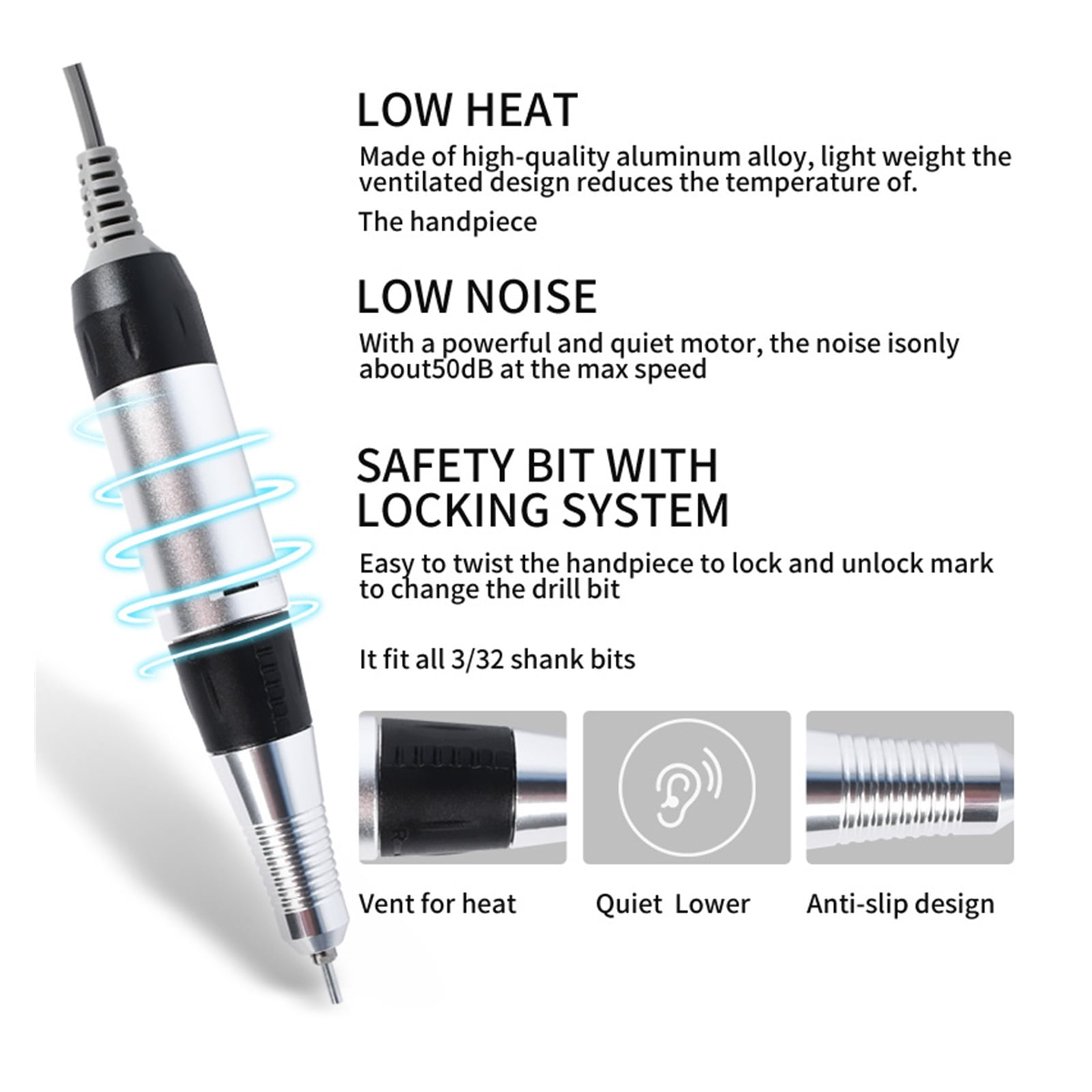 Portable Nail Drill, Electric Nail Drill Machine Set, Professional Milling Cutter For Manicure, Nail Files Drill Bits, Nail Salon Polisher Equipment ,Long Lasting