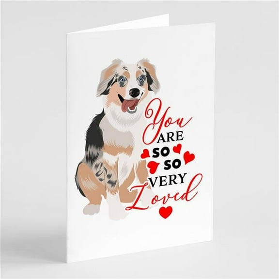 Australian Shepherd Blue Merle Puppy #1 so Loved Greeting Cards and Envelopes Pack of 8 7 in x 5 in
