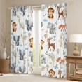 thumbnail image 2 of Castle Fairy Kids Children Cartoon Elephants Monkey Deer Fox Curtains Pack of 2 (42x84 Each),Kawaii Jungle Animal Curtains Blackout,Cute Wildlife Bedroom Curtains,Microfiber Bedroom Decor, 2 of 6