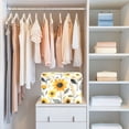thumbnail image 4 of Yayeee Collapsible Cube Storage Bin with Lid Fabric Closet Decorative Basket with Handles, White Watercolor Sunflowers, 4 of 7