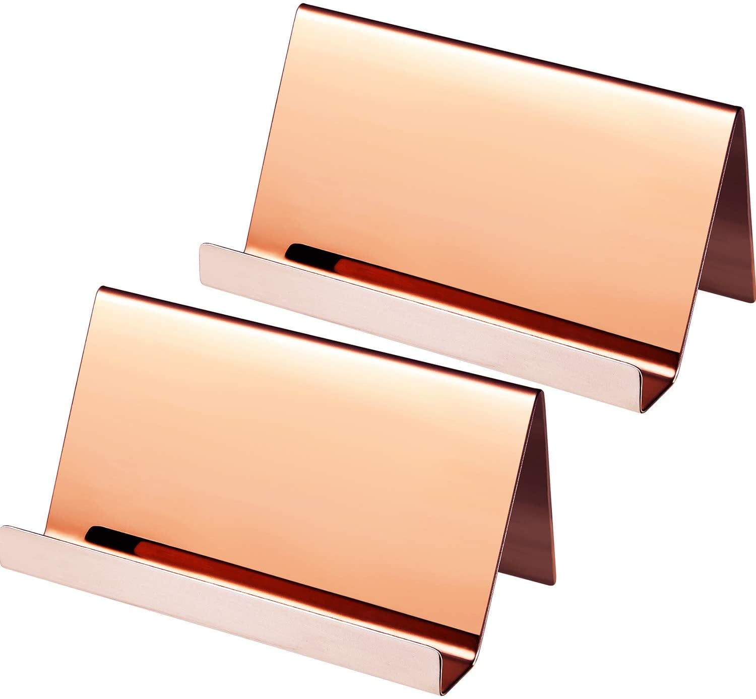 2 Pack Stainless Steel Business Cards Holders Desktop Card Display Business Card Rack Organizer