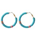 thumbnail image 1 of 1 Pair Disc Beaded Strand Earrings Stylish Polymer Clay Stack Ear Drop for Women, 1 of 8