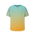 thumbnail image 4 of IYTR Mens Beach Shirts Summer Fashion Gradient Color Short Sleeve T Shirts Casual Pullover V Neck Tee Shirts Loose Sports Fitness Shirts Multicolor L, 4 of 5