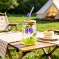 thumbnail image 1 of Vaso de agua de vidrio con tapa y pajita | Vaso para bebidas con decoración de mariposa | Vaso térmico para bebidas frías o calientes, 1 of 6