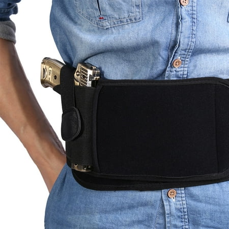 Black Waterproof Neoprene Right Draw Concealed Carry Belly Band Gun Holster, Concealed Carry Holster, Concealed (Best 380 Concealed Carry Gun)