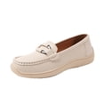 thumbnail image 3 of Domzle Women's Comfortable Faux Leather Penny Loafers Slip On Business Casual Dress Shoes Lightweight Office Work Flats Everyday Walking Shoes for Women Beige, 3 of 7